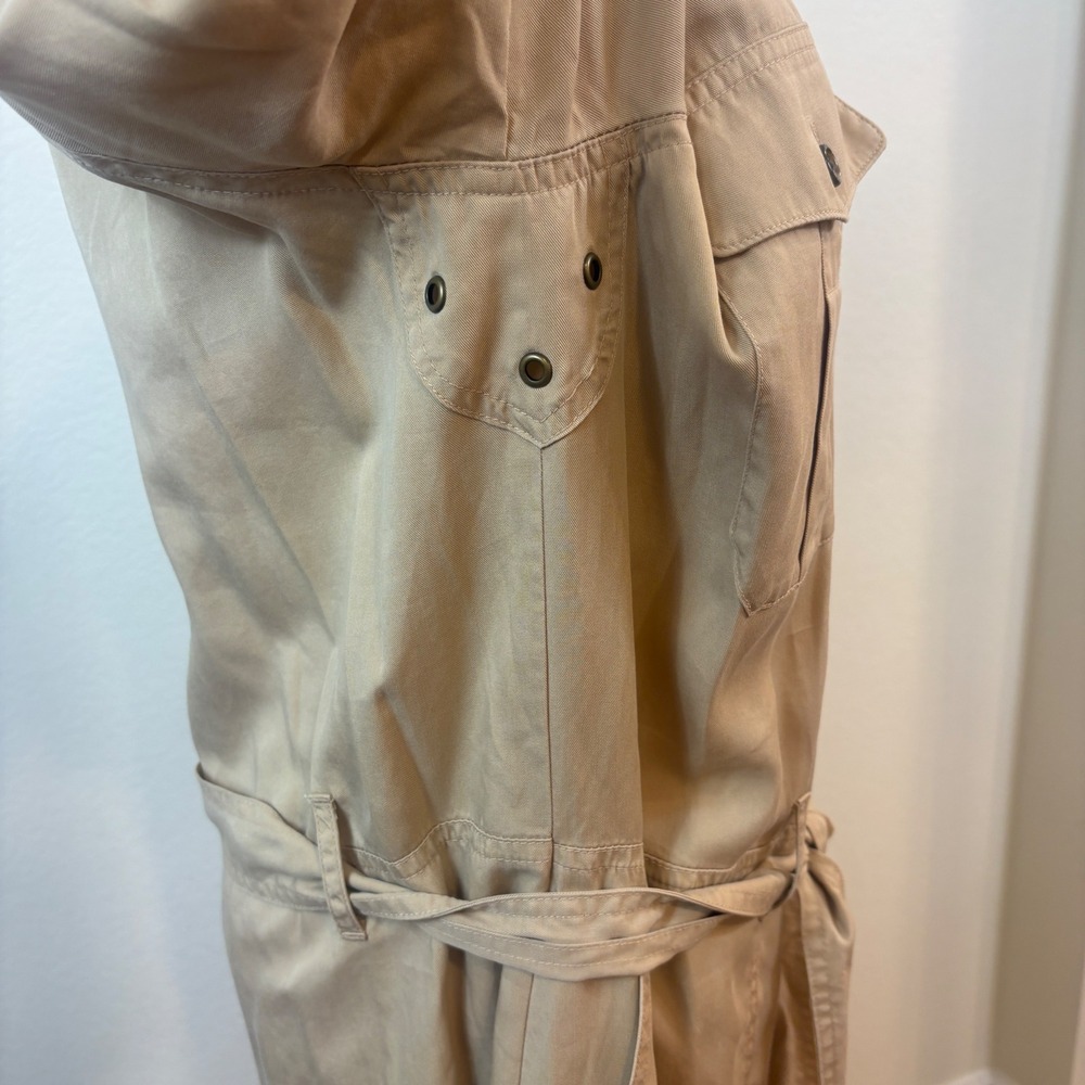 Lauren Ralph Lauren Shirt Dress Womens 12 Tan NWOT Ruched Sleeve Utility Safari - Picture 8 of 9